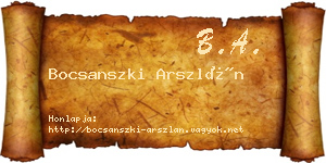 Bocsanszki Arszlán névjegykártya